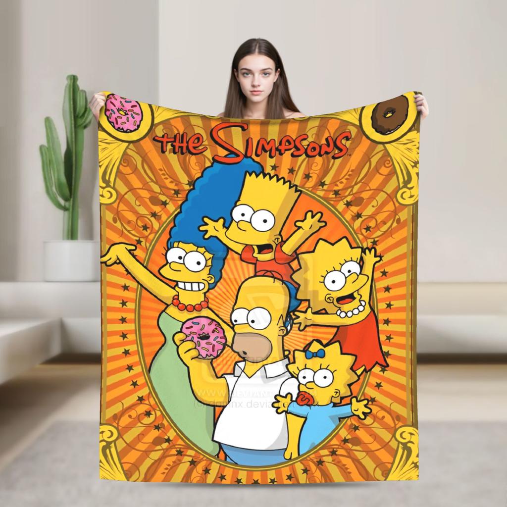 The Simpsons Cartoon Blanket Warm Novelty Plush Throw Blanket For Outdoor Decorative Flannel Bedspread Bed Cover