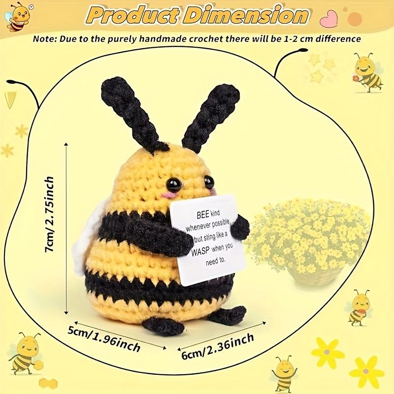 New Handmade Knitted Positive Bee Dolls Ornament Home Decoration Funny Big Butt Bee With Card Room Decor Christmas Party Gifts