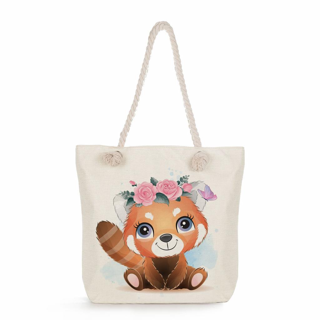 Многофункциональная Милые животные Принт Толстая веревка Плечо Пляжная сумка 7586