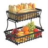 2 Tier Countertop Fruit Basket for Kitchen Sturdy Metal Vegetable Storage Bread Bowl