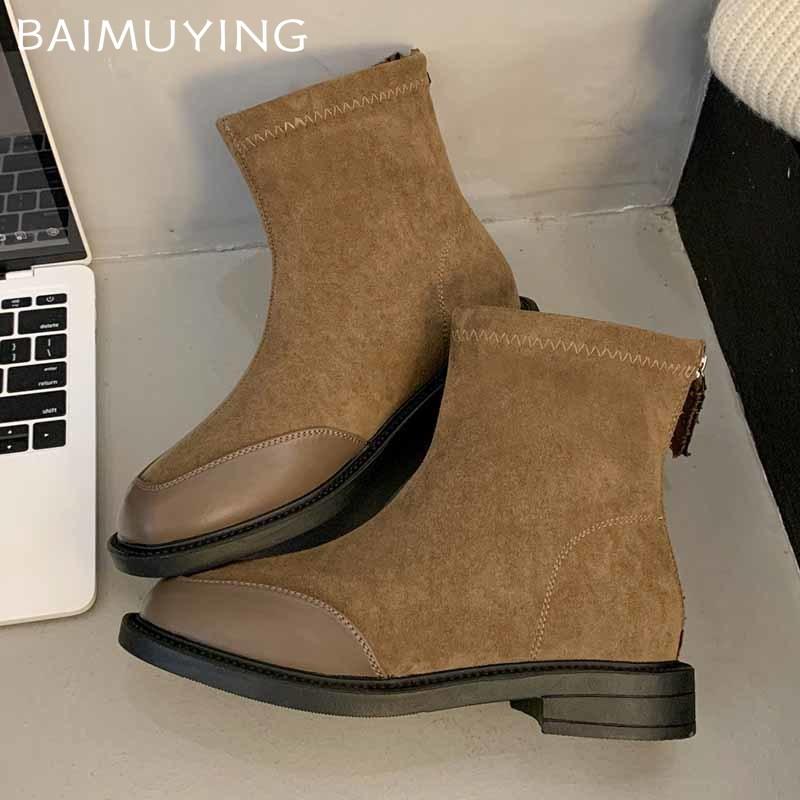 Suede Chunky Woman Ankle Boots Designer Fashion Casual Walking Shoes 2024 Winter New Trend Cozy Dress Eleglant Goth Botas Mujer
