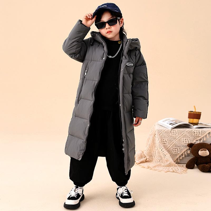 Детские пуховики для мальчиков и девочек зимние средней длины утепленные детские стильные пальто для родителей и детей
