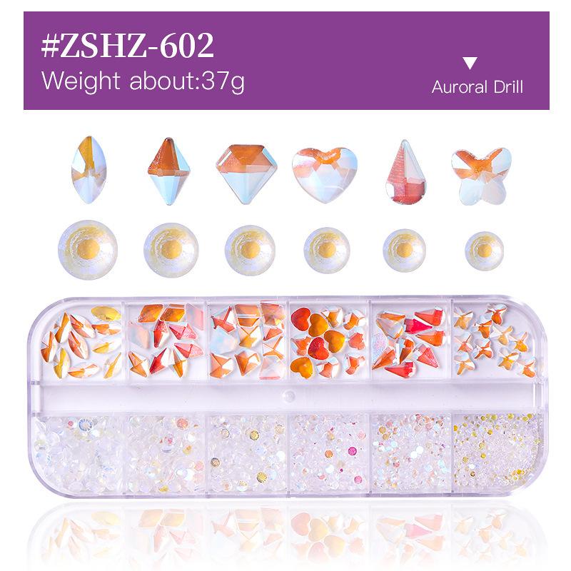 12 ячеек для дизайна ногтей со стразами и плоским дном, специальные формы бриллиантов, смешанные маленькие круглые бриллианты, украшения для дизайна ногтей своими руками