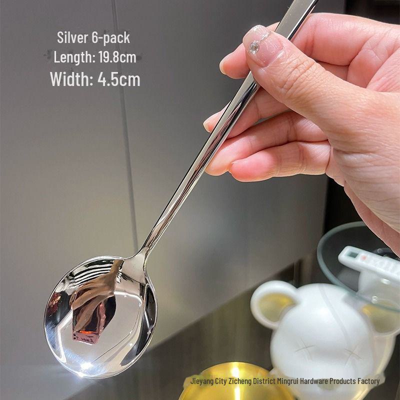 Крупногабаритная корейская кофейная ложка из нержавеющей стали с длинной ручкой и звенящим дизайном.