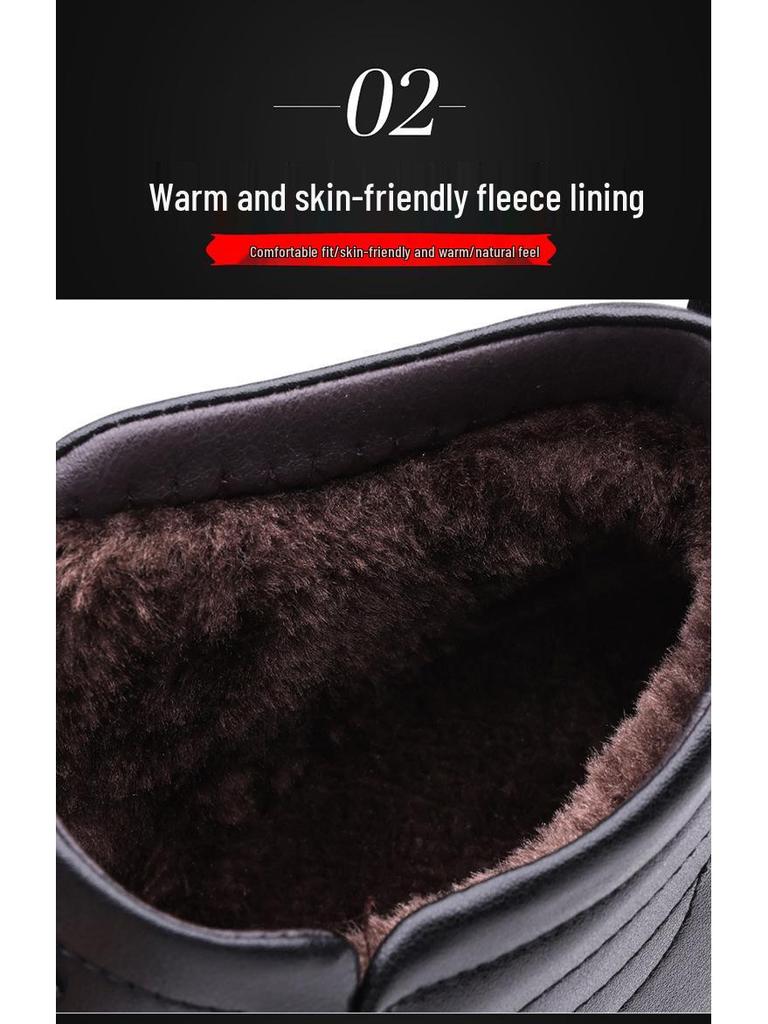 Мужские высокие теплые кожаные слипоны с бархатной подкладкой