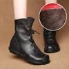 Плюшевые женские короткие ботинки из натуральной кожи, повседневные осенне-зимние женские ботинки в стиле ретро, ​​непромокаемые кожаные теплые зимние сапоги