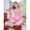 Пижама женская из 2 предметов из чистого шелка с принтом из шелкового атласа с длинным рукавом, женская домашняя одежда, весенне-осенний домашний комплект, пижамный комплект из чистого шелка