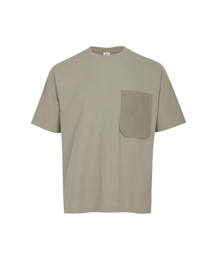 SOLEW Oversized Pocket Round T-Shirt_Light Khaki