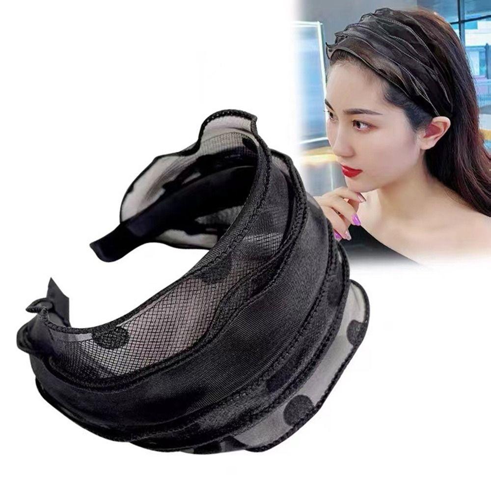 Wide Brimmed Non Slip Mother Hair Hoop Women Headband Korean Headwear Mesh Hairbands Wide Hair Band