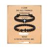 New Natural Stone Bracelet, Hot-selling with Card Weaving, Obsidian Agate Beaded Set, Cross Bracelet.