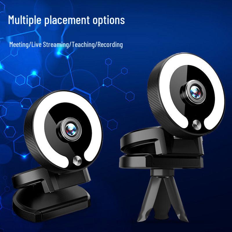 4K HD Webcam with Microphone & Beauty Fill Light for Laptops & Desktops