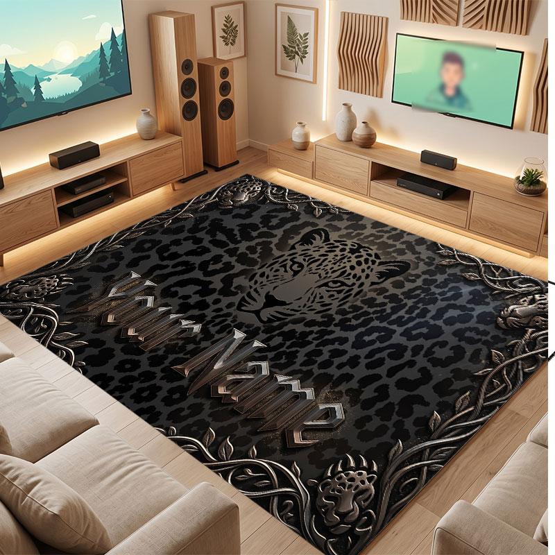 Decorative Artwork Theme Crystal Velvet Floor Rug Personalized Custom Name Text Warm Carpet Home Decoration