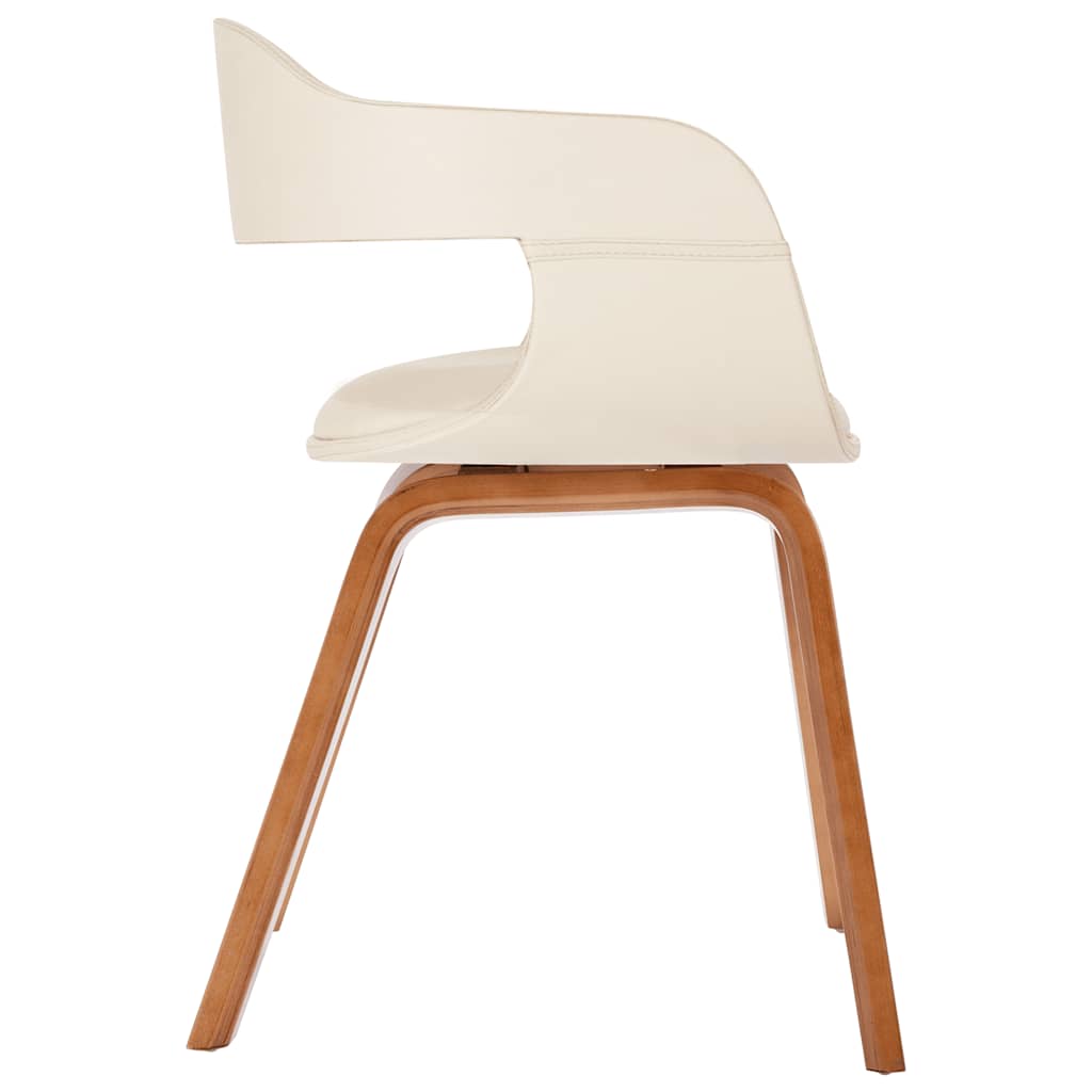 Dining Chair in White Bentwood and Faux Leather