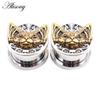 Alisouy 2PCS Stainless Steel Star Moon Sun Skull Cat Butterfly Ear Gauges Tunnels Plugs Expander Stretcher Piercing Body Jewelry
