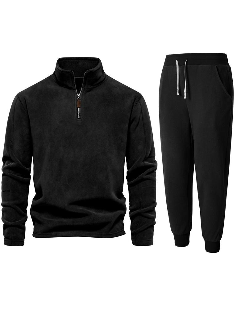 Men's Fleece Half Zip Sweatshirt and Joggers Set