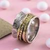 Hammered Spinner Ring, Mixed Metal Spinner Ring, Meditation Ring, 925 Sterling Silver Ring, Fidget Ring, Valentine's Day Gift, Party Wear Gift,