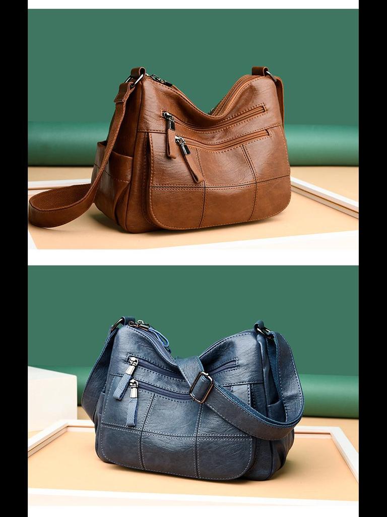 2023 Women's Solid Color Casual Shoulder Messenger Bag - Simple, Versatile, Large-Capacity Tote for Middle-Aged Ladies