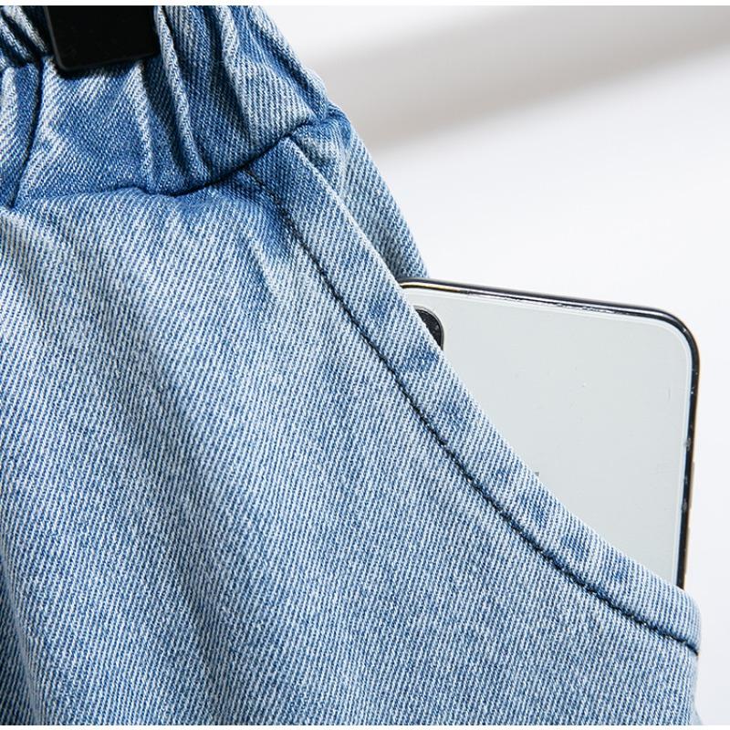 DIMANAF 2025 Весна Джинсы больших размеров Длинные брюки Женские Повседневные С высокой талией Эластичные Базовые Свободные Брюки с широкими штанинами