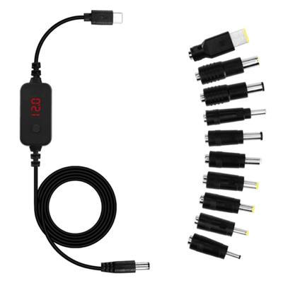 Кабель-адаптер питания PD toDC Кабель USB C Папа к Папе 5 В, 9 В, 12 В, 15 В, 20 В Регулируемое выходное напряжение с 10 адаптерами