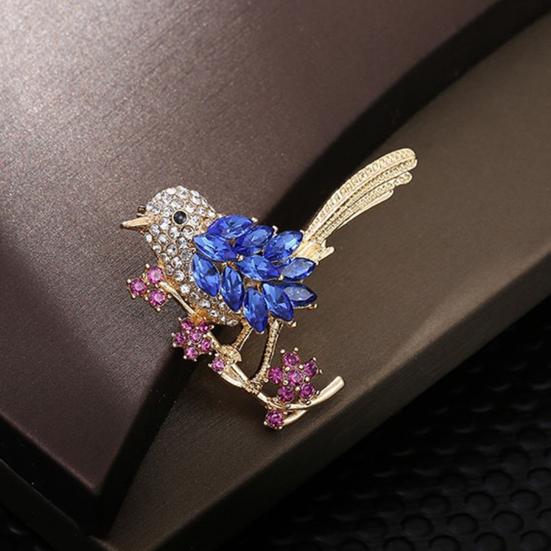Chinese Style Brooch Pin Sparkling Rhinestones Magpies Bird Shape Lapel Pin Suit Coat Dress Jewelry Gift