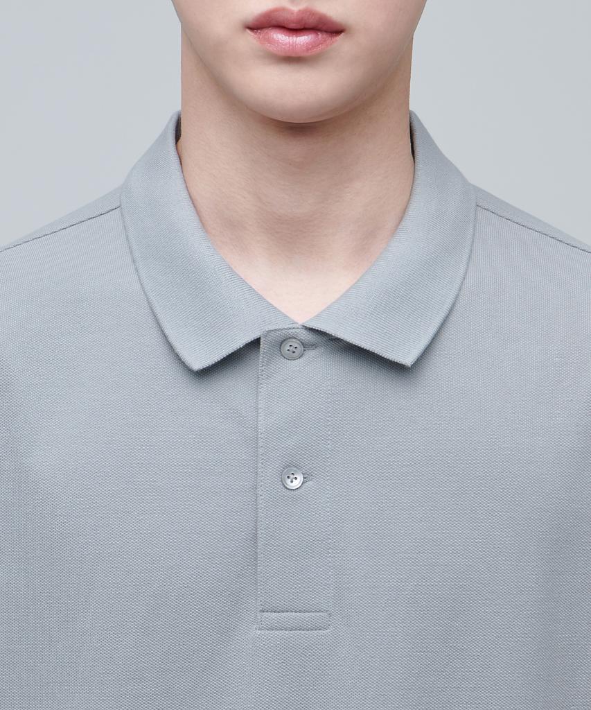 MUSINSA STANDARD Relaxed Fit Pique Polo Shirt [Light Grey]