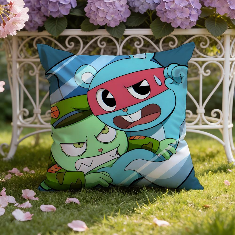 Аниме H-Happy Tree F-Friends Наволочка для подушки Домашняя и автомобильная Двухцелевая наволочка: Двусторонняя конструкция для максимального комфорта