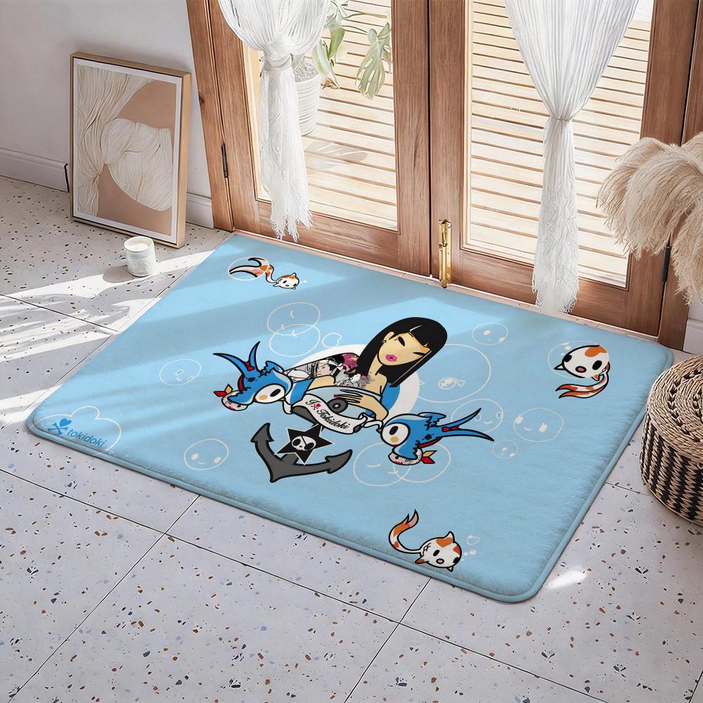 Character T tokidoki Floor Mat Eco  Flannel Doormat Non Slip Odorless Indoor Floor Rug Soft Short Plush Home Mat