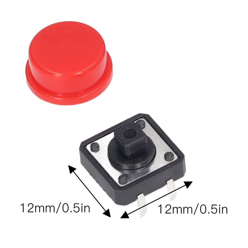 25 PCS Round Shape Tact Push Button Switch 12x12x7.3mm With Cap SMD PCB Micro Switch 4 Pin Momentary Tactile Push Button Kit