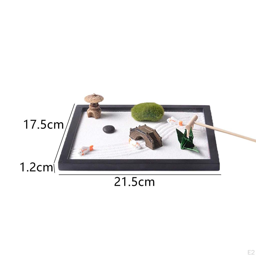 Zen Garden Tabletop Rock Sandbox Tools Kits Office ,Premium, Decor Gift Japanese