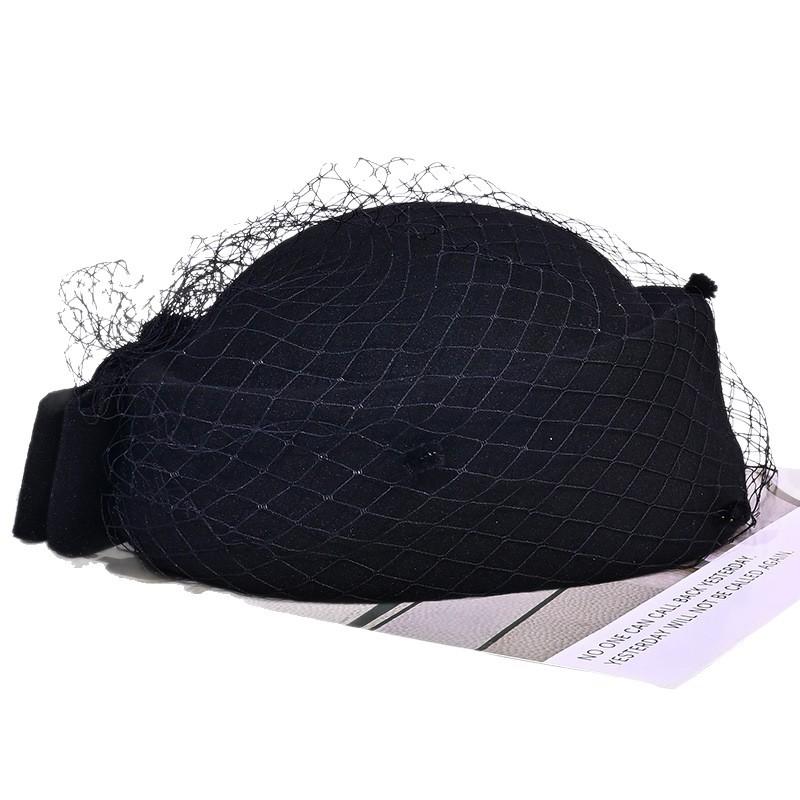 Европейский и американский темперамент Сетчатая шляпа-цилиндр Осень и зима Новая теплая мокрая шляпа Ретро Универсальная шляпа стюардессы Британский стиль Джазовая шляпа