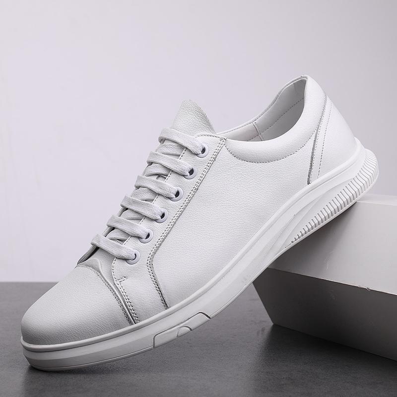 Мужская повседневная обувь из натуральной кожи, модные мужские кроссовки на плоской подошве, мужская прогулочная обувь на шнуровке для отдыха, уличная белая обувь высокого качества