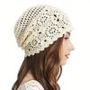 Vintage Flower Crochet Beanie Solid Color Hollow Out Breathable Knit Hats Elegant Skull Cap Beanies For Women Girls
