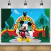 Фон для семейной фотографии с Микки Маусом из мультфильма Disney, Баннер для вечеринки в честь Дня Рождения, Украшение для Baby Shower, Реквизит для фотографии