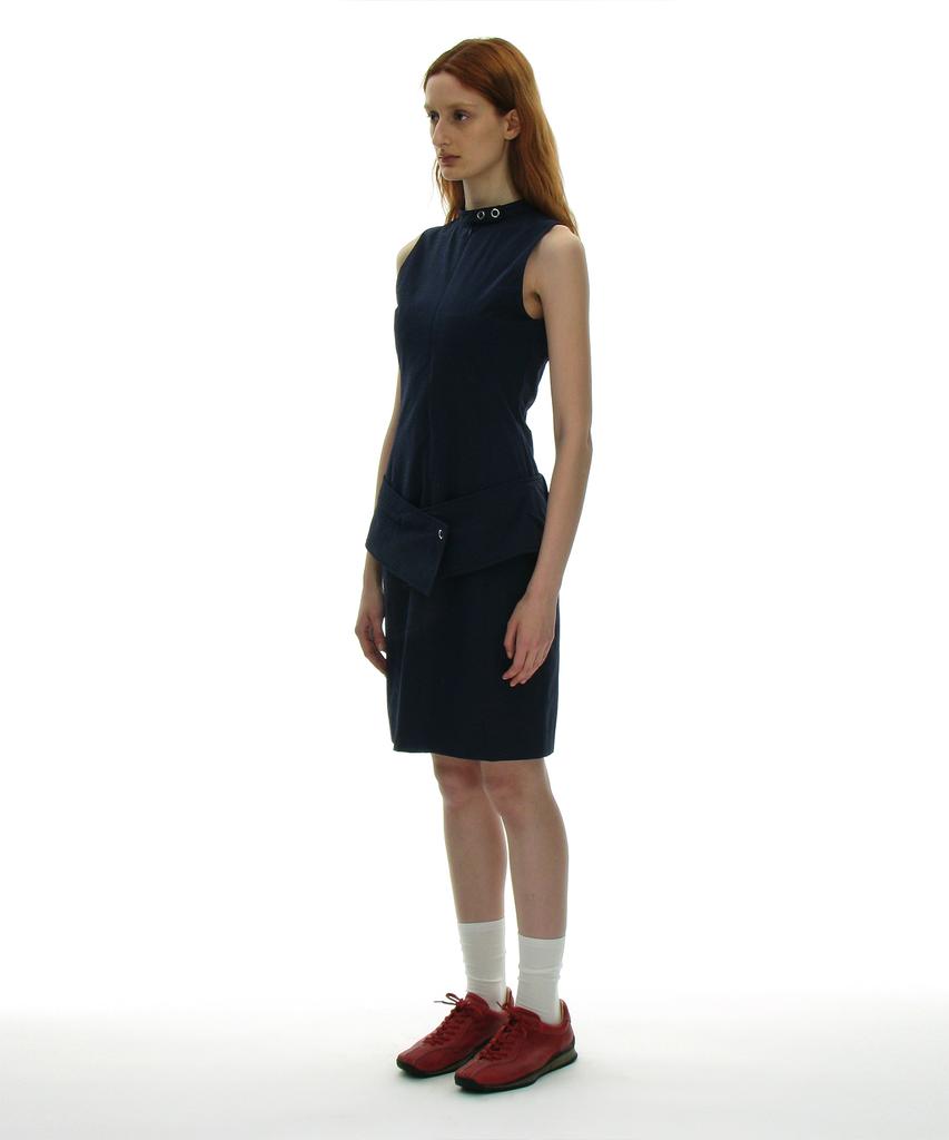 Partimento Woman Minimal Belted Dress_Navy