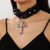 Punk Rivet Cross Clavicle Chain Choker Necklace for Men & Women