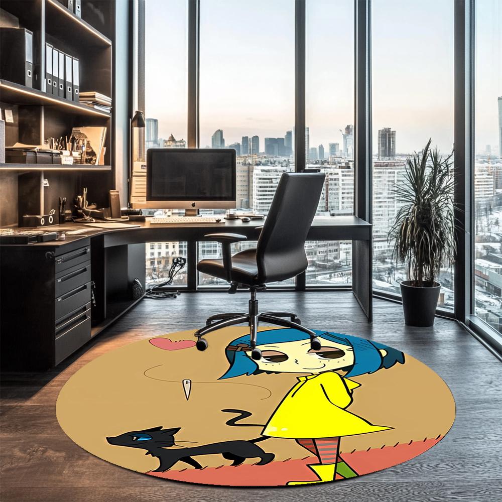 Coraline Printed Round Rug Carpet Chair Rug Area Rug Entryway Doormats,for Office Chair Living Room Bedroom Kitchen Room.
