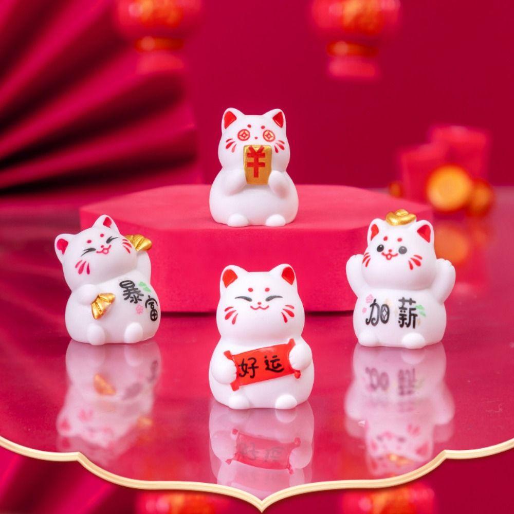Современная статуэтка кошки удачи, симпатичные фигурки кошек удачи, украшения для автомобилей кошек, микропейзаж