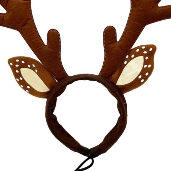 Рога оленя для питомца, регулируемая повязка на голову, повязка для волос в виде оленя сика, рождественская повязка на голову с оленьими рогами и пятнистыми ушами для собак, праздничные аксессуары для нарядной фотосессии
