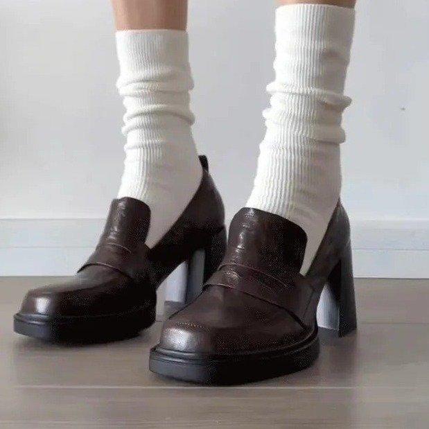 Туфли из натуральной кожи на толстом каблуке в британском стиле, женские французские мокасины в стиле ретро, 2025, новые повседневные универсальные туфли jk single для женщин