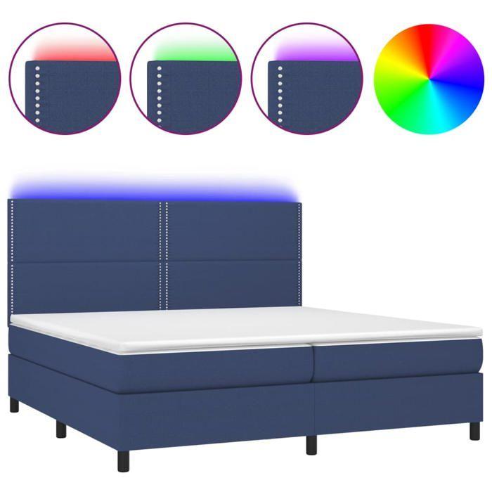 Maison Exclusive - Sommier à lattes de lit et matelas et LED Bleu 200x200 cm Tissu