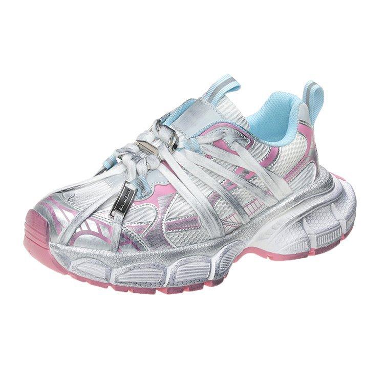 Кожаная версия~ кроссовки на толстой подошве с эффектом увеличения роста, в стиле «папины кроссовки-пауки», новинка 2025 года, универсальные, модные, повседневные спортивные туфли