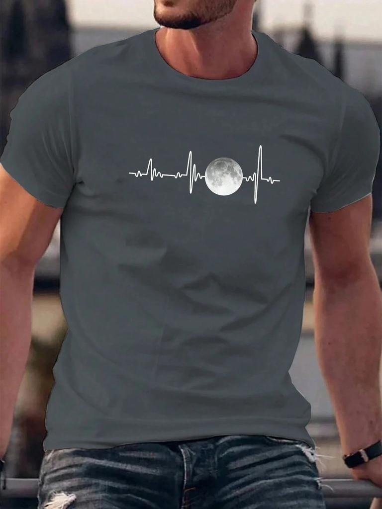 Хлопковая футболка Moon Men Роскошный бренд Мода Большой размер Топ Повседневная С коротким рукавом Уличная одежда Классический принт Новинка Футболка S-4XL