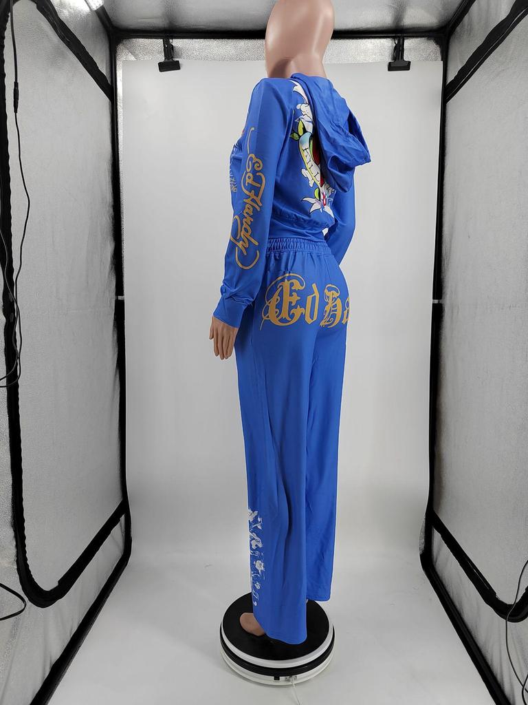 Женский костюм с принтом в европейском и американском стиле весна/осень 2024 г.