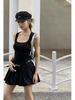 2026 Spring/Summer Women's High Waist Fluffy Short Skirt Patchwork Knit Vest Dress
