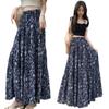 Summer Retro Printing Temperament Medium and Long Loose Big Swing Skirt Women Trendy Warm Orange Abstract Print Tiered Cake Skirt