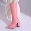 Women's High-heeled Boots Autumn and Winter New Candy-colored Thick-heeled Large-size Medium Boots
