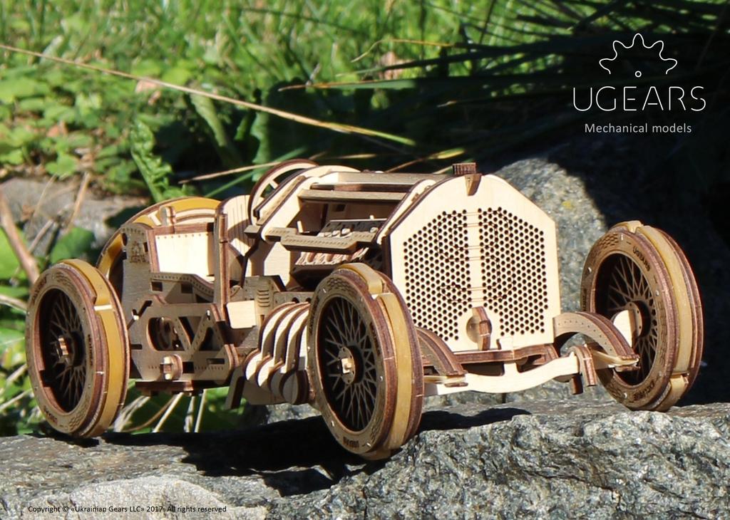 Ugears U-9 Гоночный автомобиль Гран-при 70044 Деревянный пазл-автомобиль для взрослых, не требующий клея или инструментов