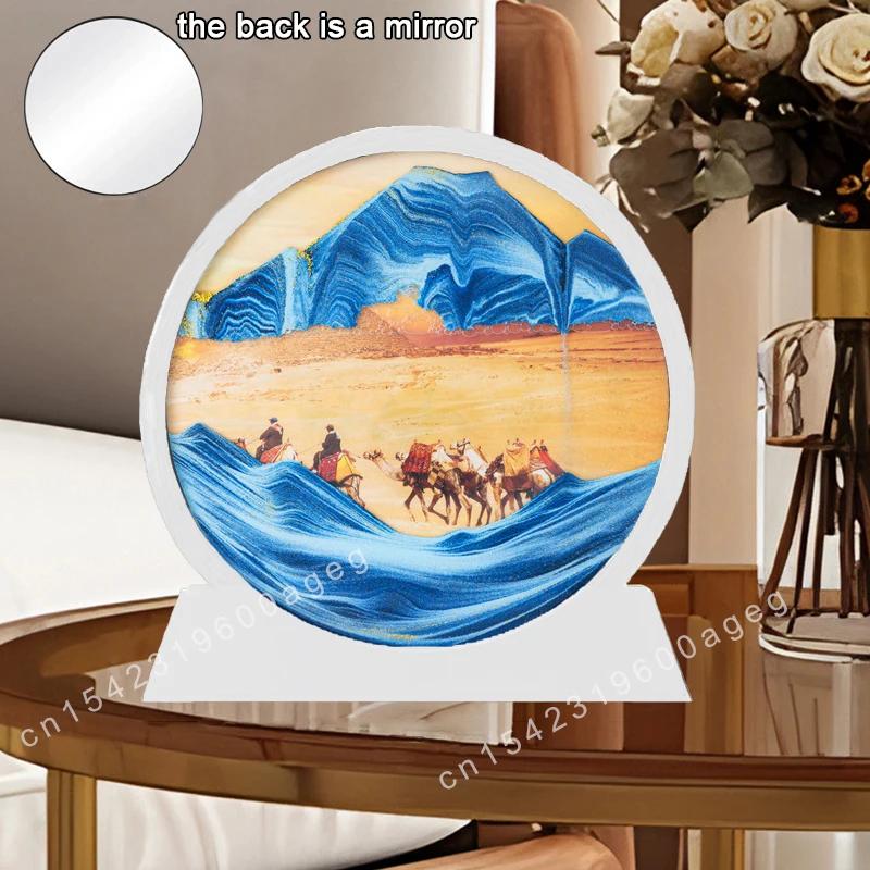 3D Песочный пейзаж Движущийся песок Картина Земля Глубоководный пейзаж Зыбучий песок Круглые песочные часы Текучий песок Рамка Живопись Домашний декор