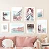 Venice Canal Sakura Beach Palm Tree Door Wall Art Canvas Painting Nordic Posters And Prints Wall Pictures For Living Room Decor