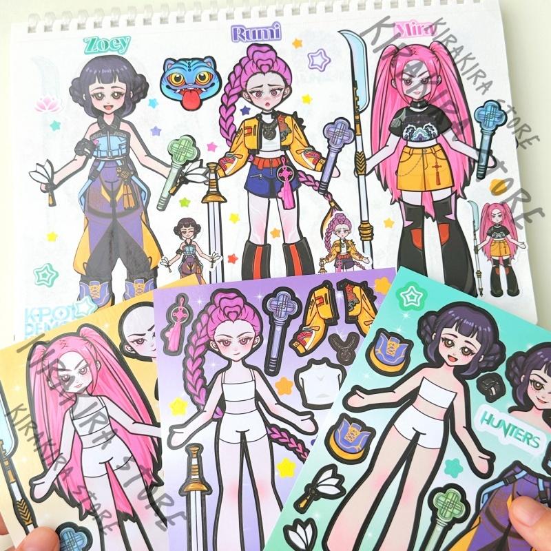 KPop Охотники на демонов Руми Мира Зои Арт Наклейки Косплей Каваи Наряжаться Наклейки Саджа Мальчики Милый Мультяшный Коллаж Фото